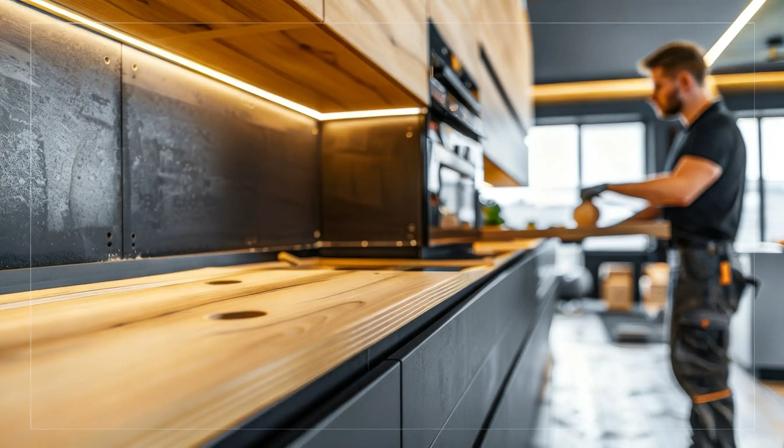 Montierte Einbauküche als Beispiel für Küchenanfertigung durch Heidemann Services